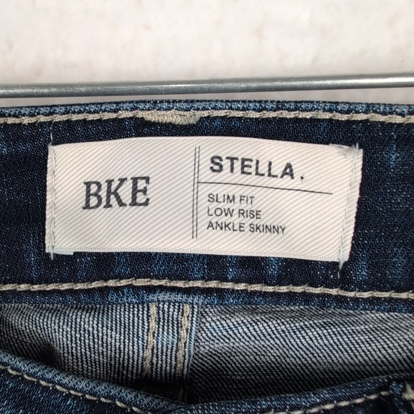 Bke Jeans Women 27 Stella Slim Fit Low Rise Ankle Skinny Distressed Raw Hem Blue - Picture 4 of 8